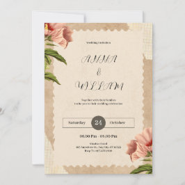 Invitación a la boda de cosecha marrón