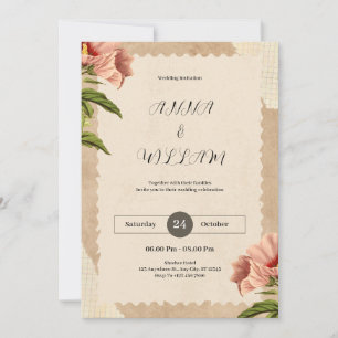 Invitación a la boda de cosecha marrón