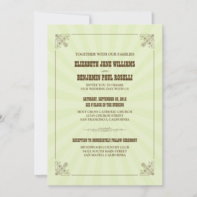 Invitación a la boda de cosecha occidental (sabio) (Anverso)