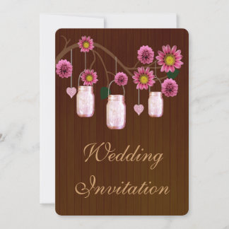 Invitación a la boda de Country Rustic Mason Rosa