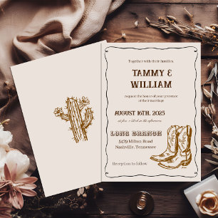 Invitación a la boda de Country Western Boots