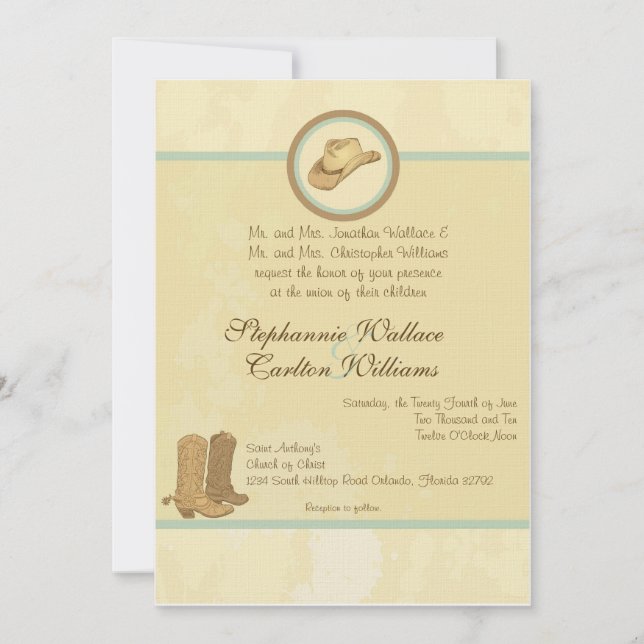 Invitación a la boda de Cowboy (Anverso)
