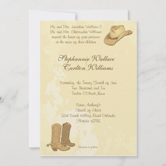 Invitación a la boda de Cowboy (Anverso)
