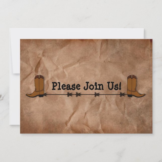 Invitación a la boda de Cowboy Boots (Anverso)