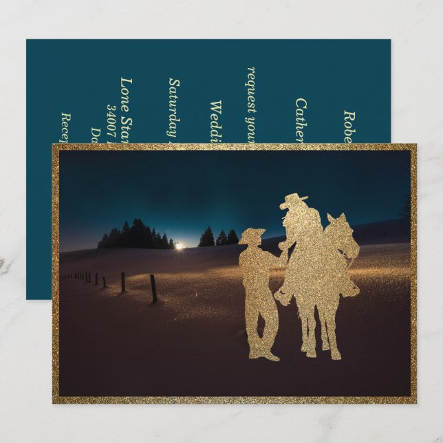 Invitación a la boda de Cowboy Cowgirl en Occident (Anverso / Reverso)
