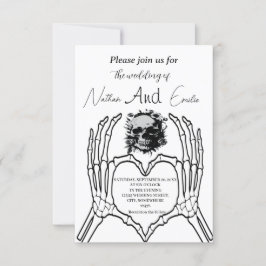 Invitación a la Boda de Cráneo Gótico Elegante
