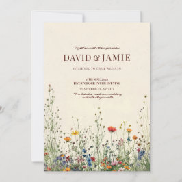 Invitación a la boda de Cream Wildflower