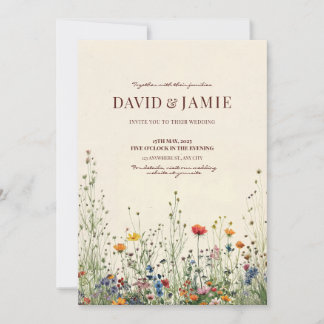 Invitación a la boda de Cream Wildflower