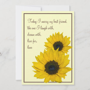 Invitación a la boda de crema de girasol amarillo
