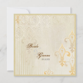 Invitación a la boda de crema Fleur di Lys Damask 