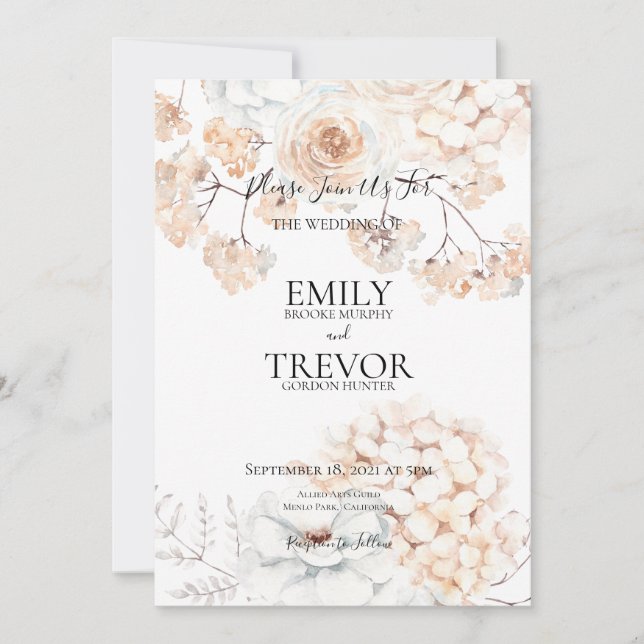 Invitación a la boda de crema natural de ensueño (Anverso)