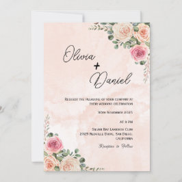 Invitación a la boda de Crema Rosa Floral Boho