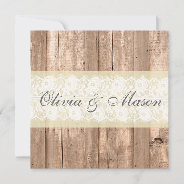 Invitación a la boda de Crema Rustica Shabby Chic (Anverso)