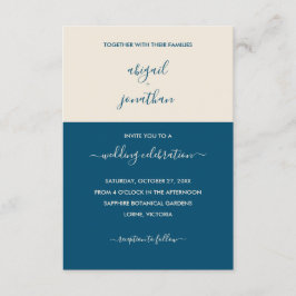 Invitación a la boda de crema Verde azulada Minima
