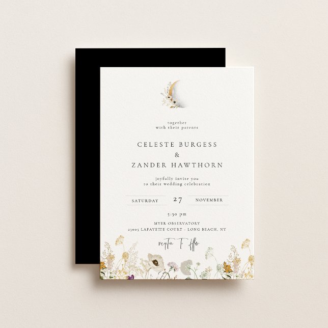 Invitación a la boda de Crescent Moon Wildflower (Subido por el creador)