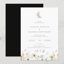 Invitación a la boda de Crescent Moon Wildflower