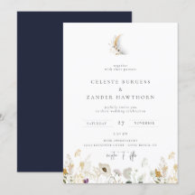 Invitación a la boda de Crescent Moon Wildflower