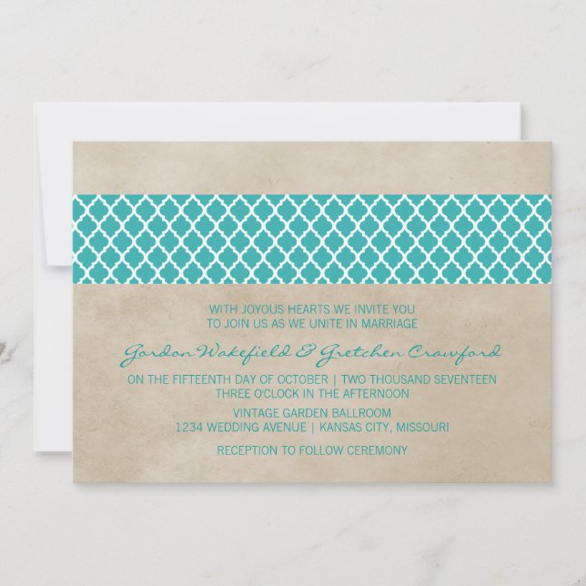 Invitación a la boda de Cuatrefoil Rústico verde a (Anverso)