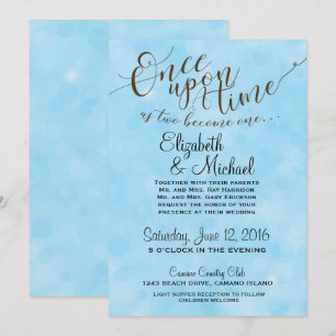 Invitación a la boda de cuento de hadas azul