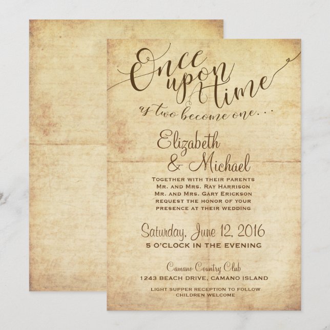 Invitación a la boda de cuento de hadas de una vez (Anverso / Reverso)