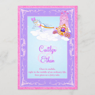Invitación a la boda de cuento de hadas rosadas y