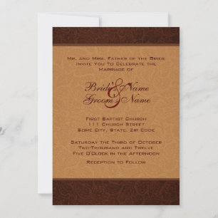 Invitación a la boda de cuero impreso
