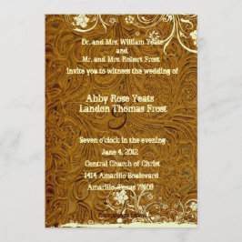 Invitación a la boda de cuero y encaje