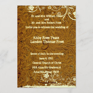 Invitación a la boda de cuero y encaje