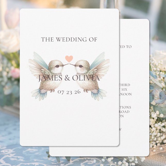 Invitación a la boda de Cute Hummingbird Adorable (Subido por el creador)