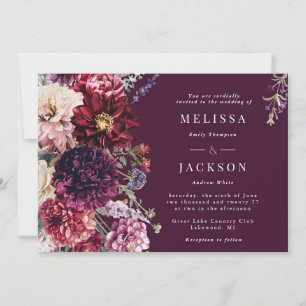 Invitación a la boda de Dahlia en la flor de otoño