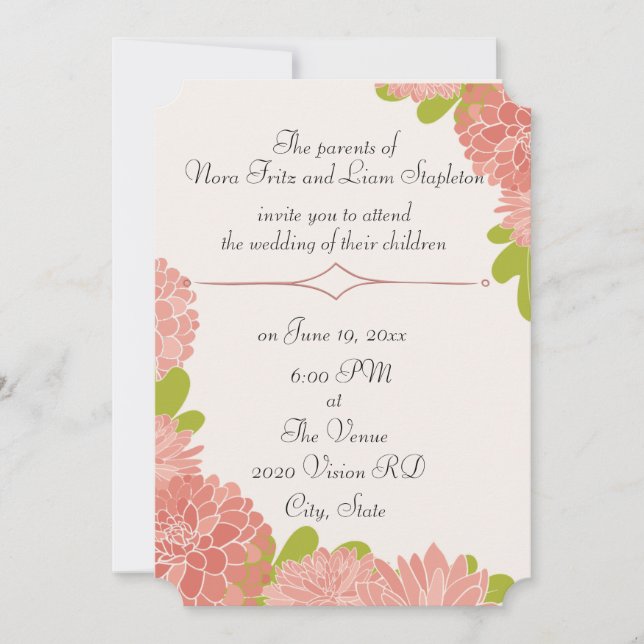 Invitación a la boda de Dahlia Rosa (Anverso)