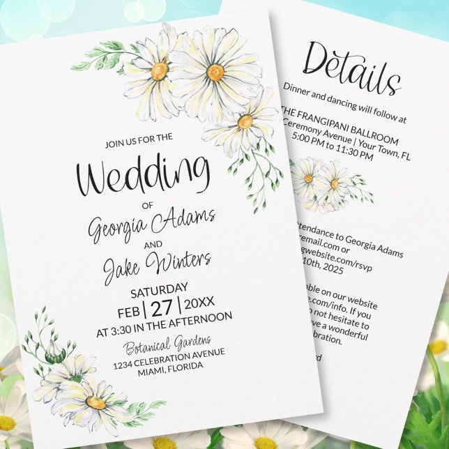 Invitación a la boda de Daisies Blancos (Subido por el creador)