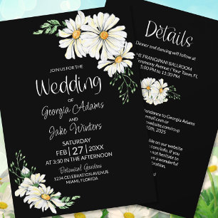 Invitación a la boda de Daisies Negros y Muertos