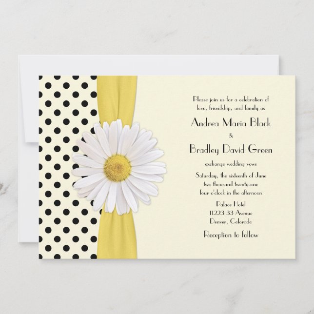 Invitación a la boda de Daisy Black and Ivory Polk (Anverso)