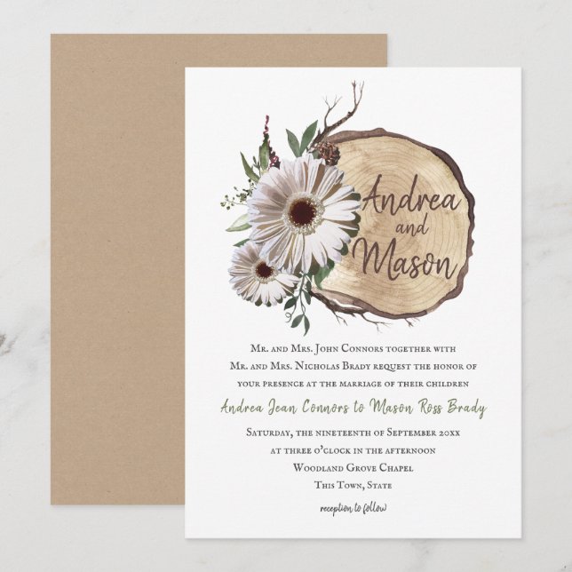 Invitación a la boda de daisy de la rebanada de ma (Anverso / Reverso)