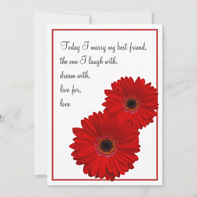 Invitación a la boda de Daisy de Red Gerbera (Anverso)