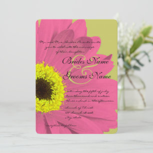 Invitación a la boda de Daisy Pink and Lime Gerber