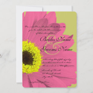 Invitación a la boda de Daisy Pink and Lime Gerber