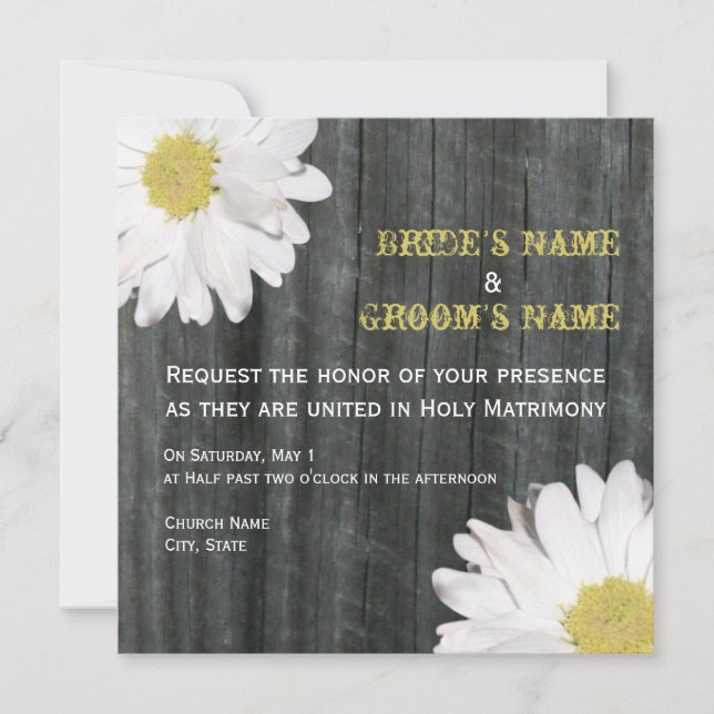 Invitación a la boda de Daisy y y Barnwood (Anverso)