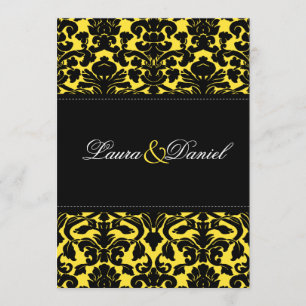 Invitación a la boda de Damasco Amarillo y Negro