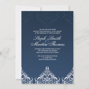 Invitación a la boda de Damasco Azul