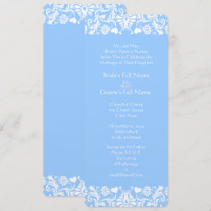 Invitación a la boda de Damasco azul en polvo