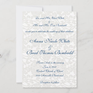 Invitación a la boda de Damasco Blanco