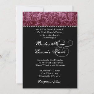Invitación a la boda de Damasco Blanco Borgoña