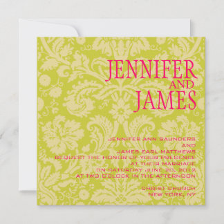 Invitación a la boda de Damasco con crema verde ca