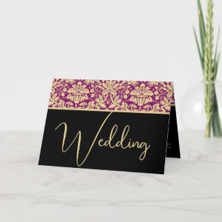 Invitación a la boda de Damasco Crema púrpura