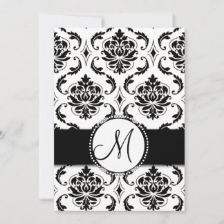 Invitación a la boda de Damasco de color negro