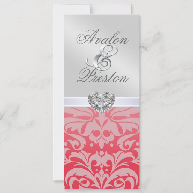 Invitación a la boda de Damasco de Diamante Rojo P (Anverso)