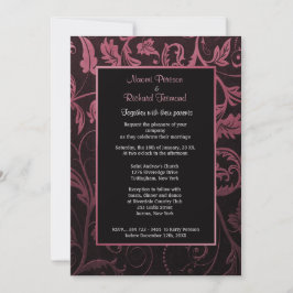 Invitación a la boda de Damasco de frambuesa y neg