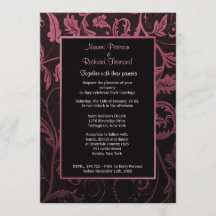 Invitación a la boda de Damasco de frambuesa y neg